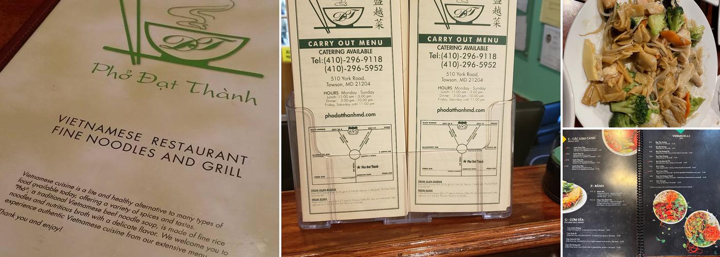 Pho Dat Thanh Menu