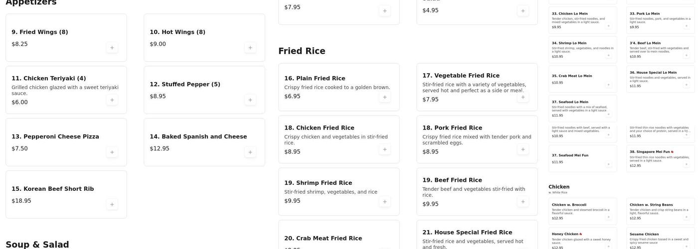 King Buffet Menu