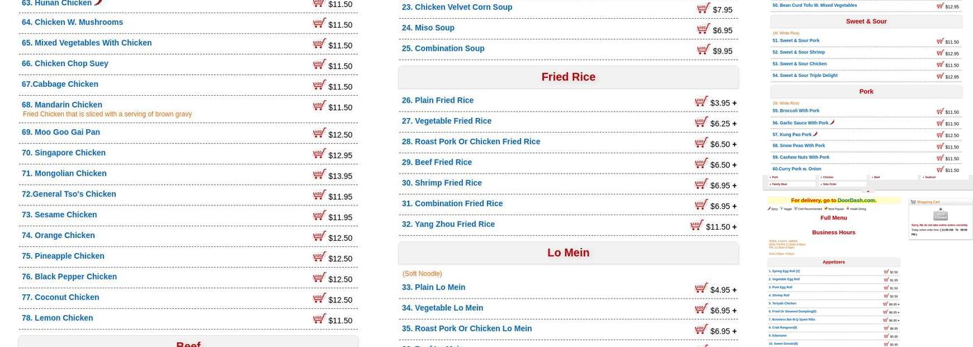 Chinatown Menu