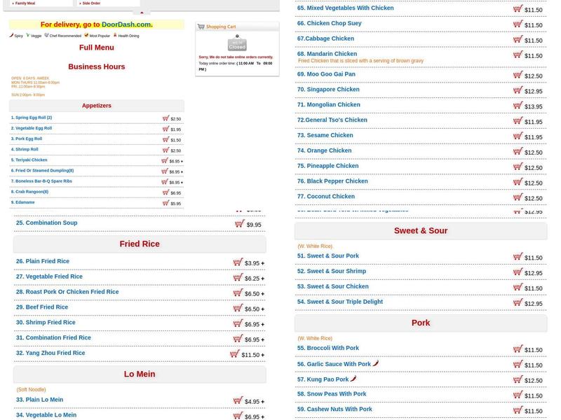 Chinatown Menu