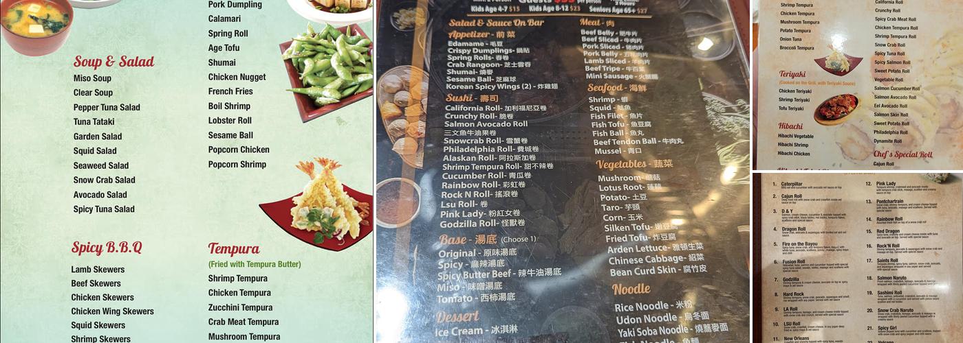 Volcano Menu