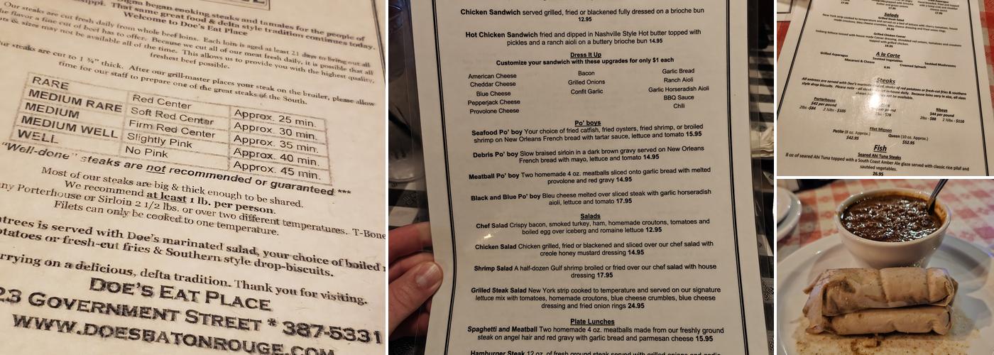 Doe's Eat Place Menu