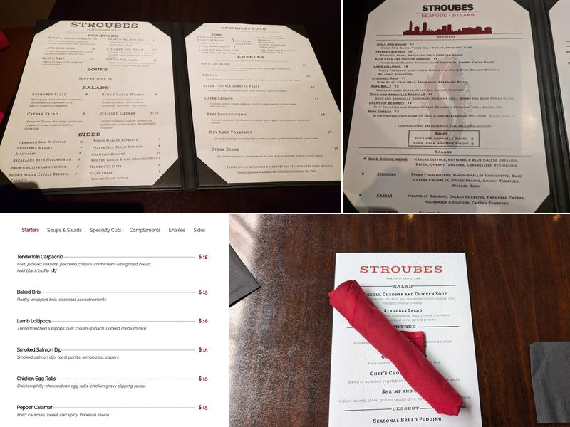 Stroubes Seafood and Steaks Menu