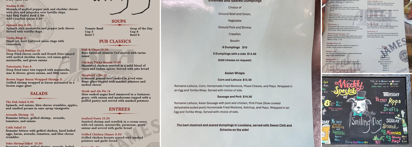 The Smiling Dog Menu