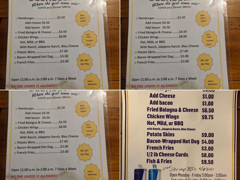 Beer Belly's Bar & Grill Menu