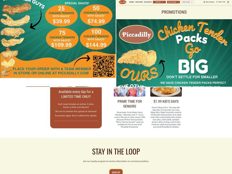 Piccadilly Restaurants Menu