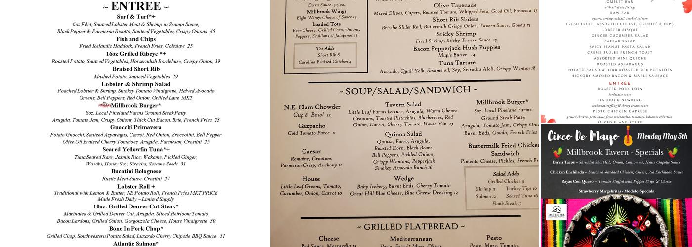 Millbrook Tavern Menu