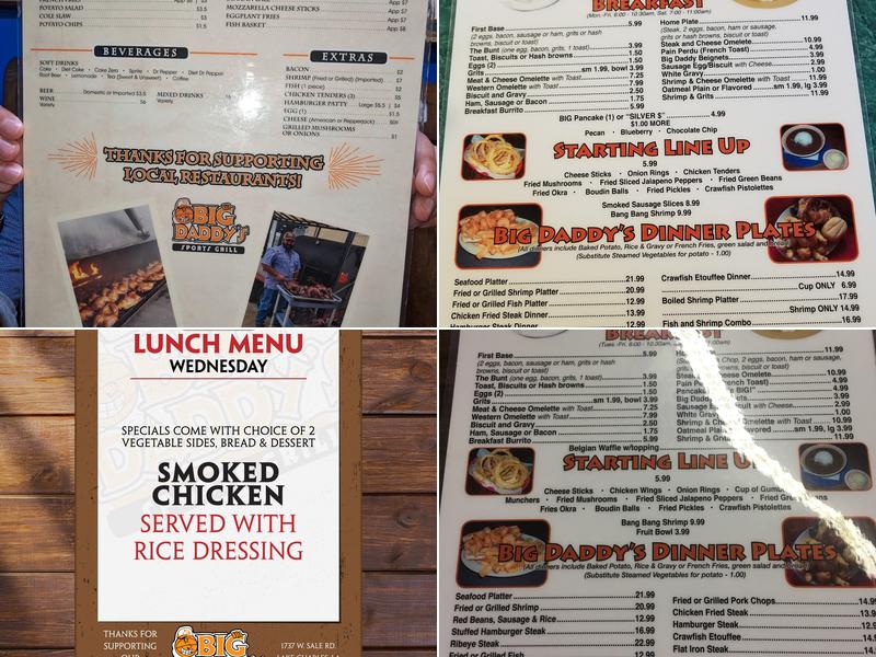 Big Daddy's Sports Grill Menu