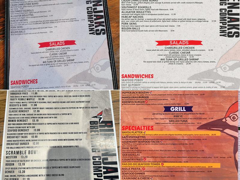 Rikenjaks Brewing Company Menu