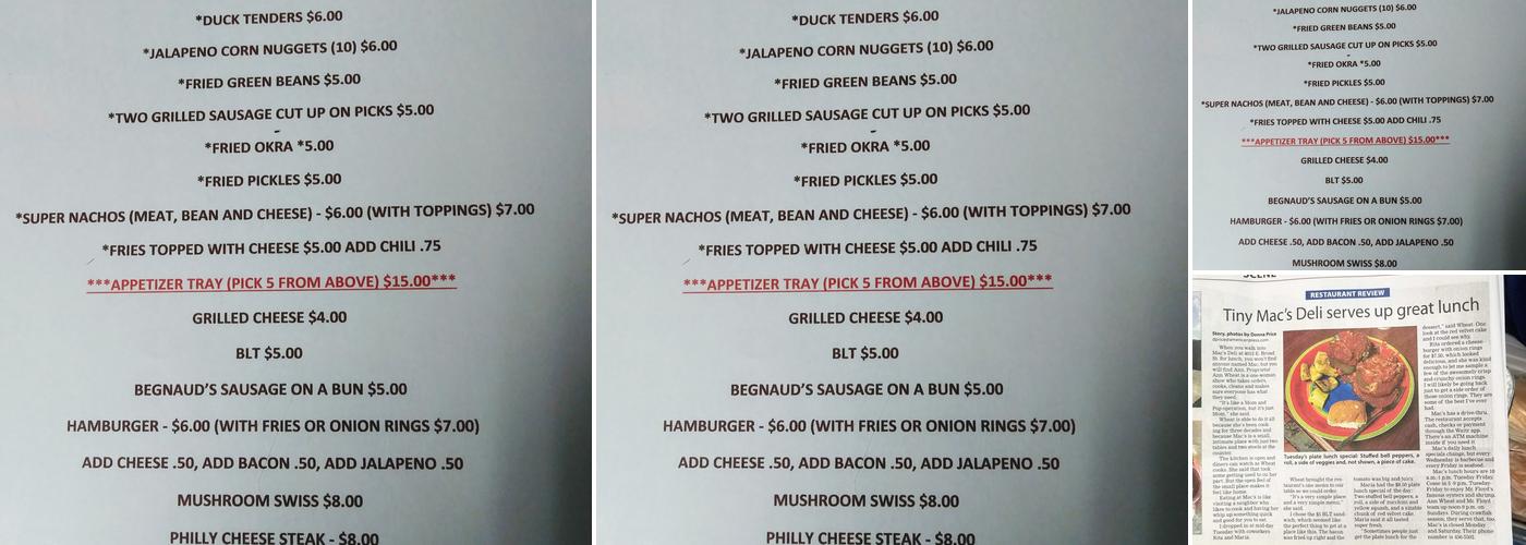 Macs Menu