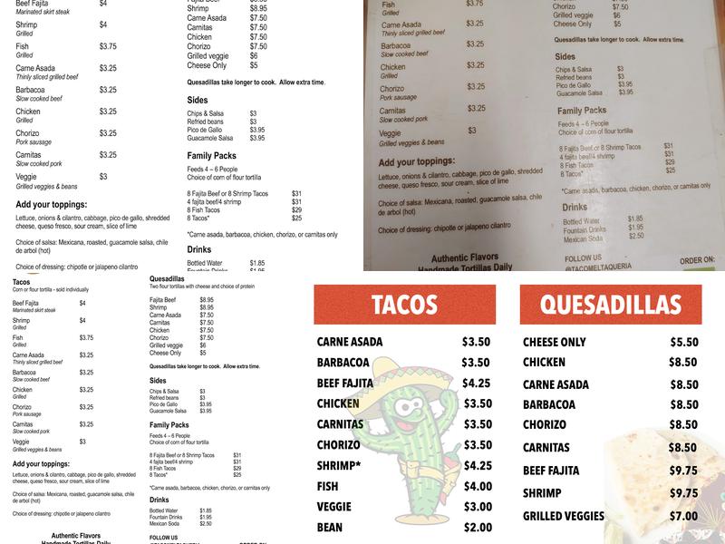 Taco Mel Menu