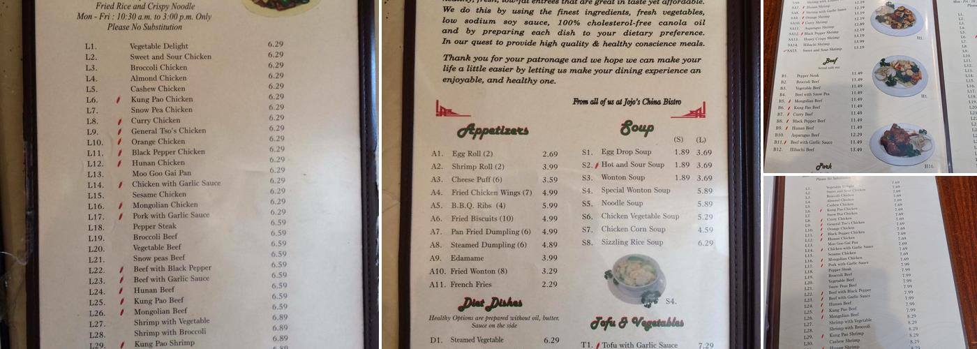 Jo Jo's China Bistro(Lake Charles) Menu