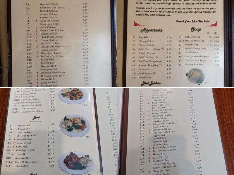 Jo Jo's China Bistro(Lake Charles) Menu