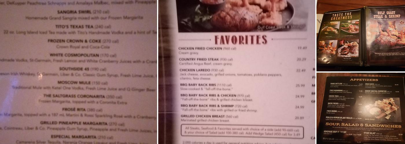 Saltgrass Steak House Menu