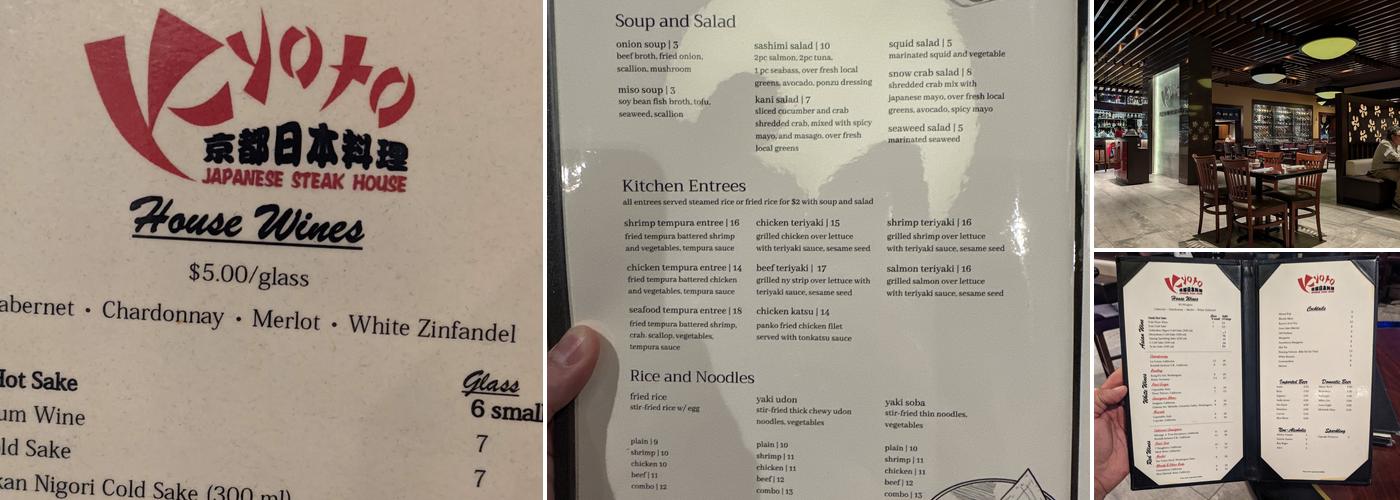 Kyoto Japanese Steak House Menu