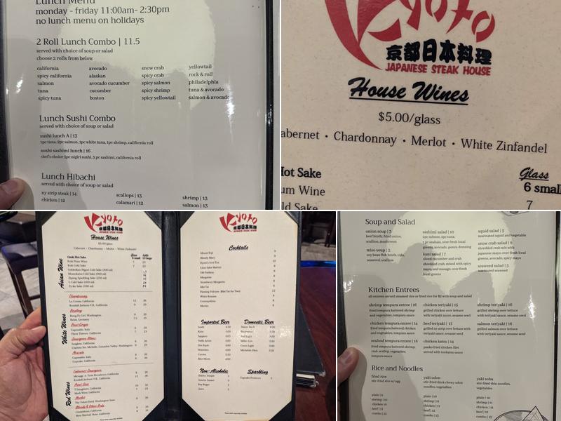 Kyoto Japanese Steak House Menu