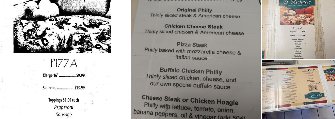 D'Michaels Menu