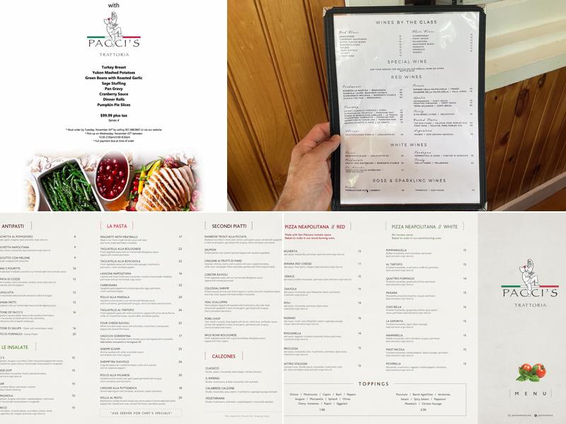 Pacci's Trattoria Menu