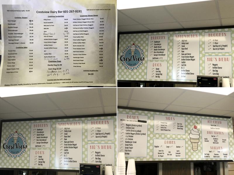Crest View Dairy Bar Menu