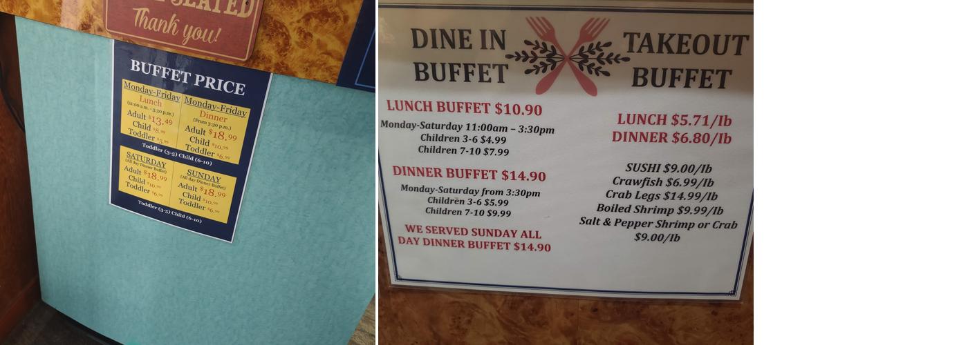Jumbo buffet Menu