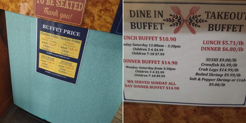 Jumbo buffet Menu