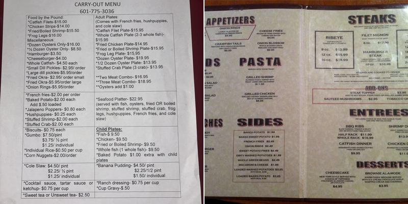 Back Forty Seafood Restaurant Menu