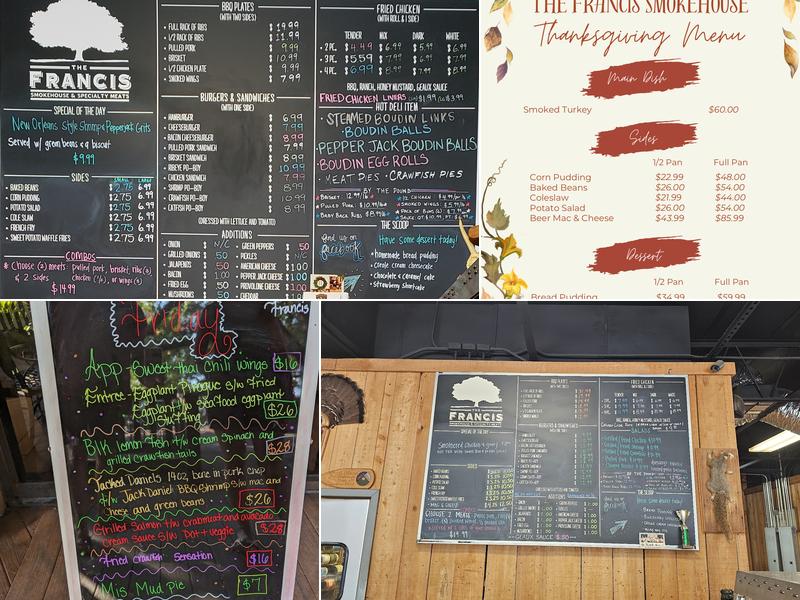The Francis Smokehouse & Specialty Meats Menu