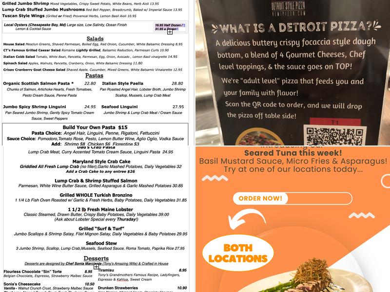 Chef Tony's Fresh Seafood @ the Promenade Menu