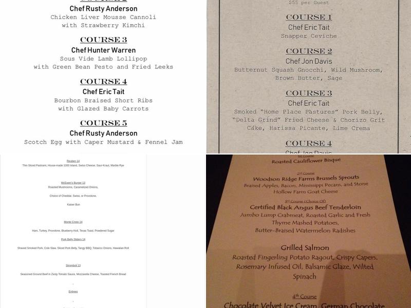 Mcewen's Oxford Menu