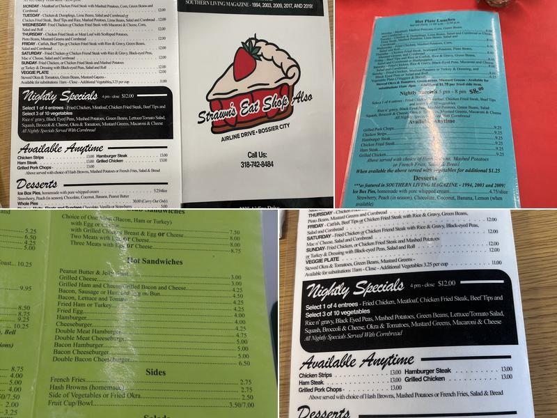 Strawn's Eat Shop Also Menu