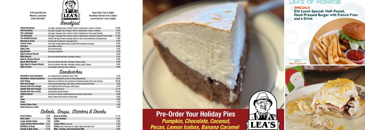 Lea's of Monroe Menu