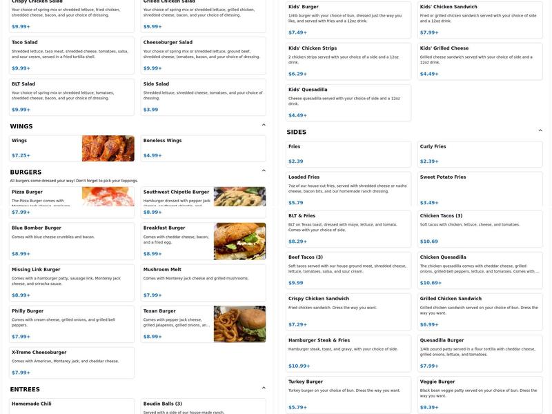 The Burger Grind Menu