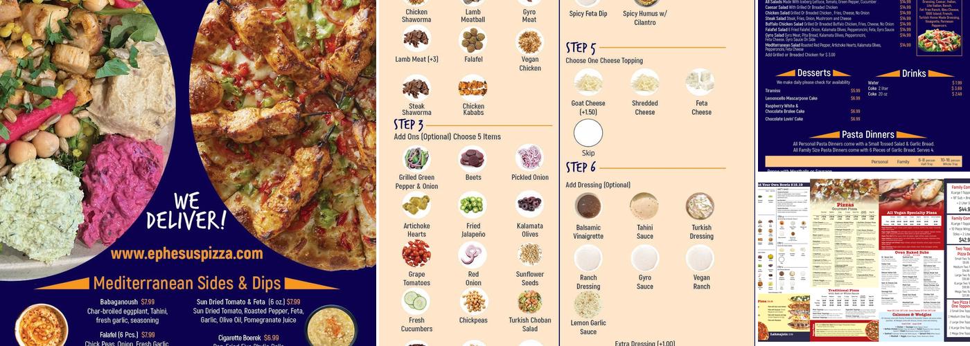 Ephesus Pizza Menu