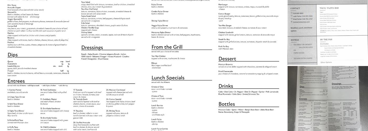 Iron Cactus Menu