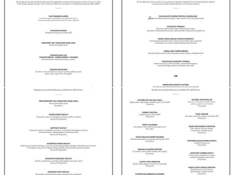 Monterey Bay Fish Grotto Menu