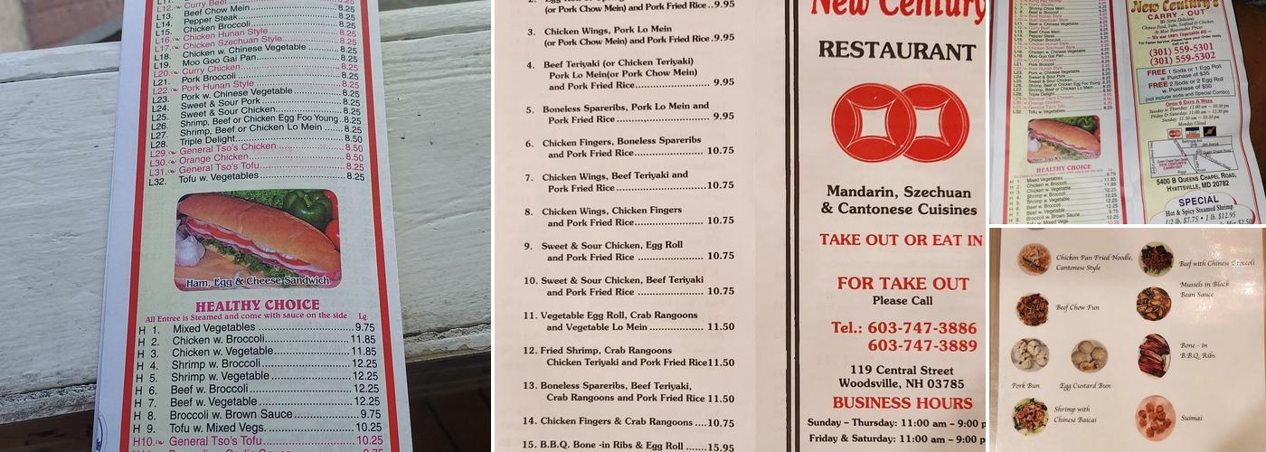 New Century Carry Out & Rest Menu