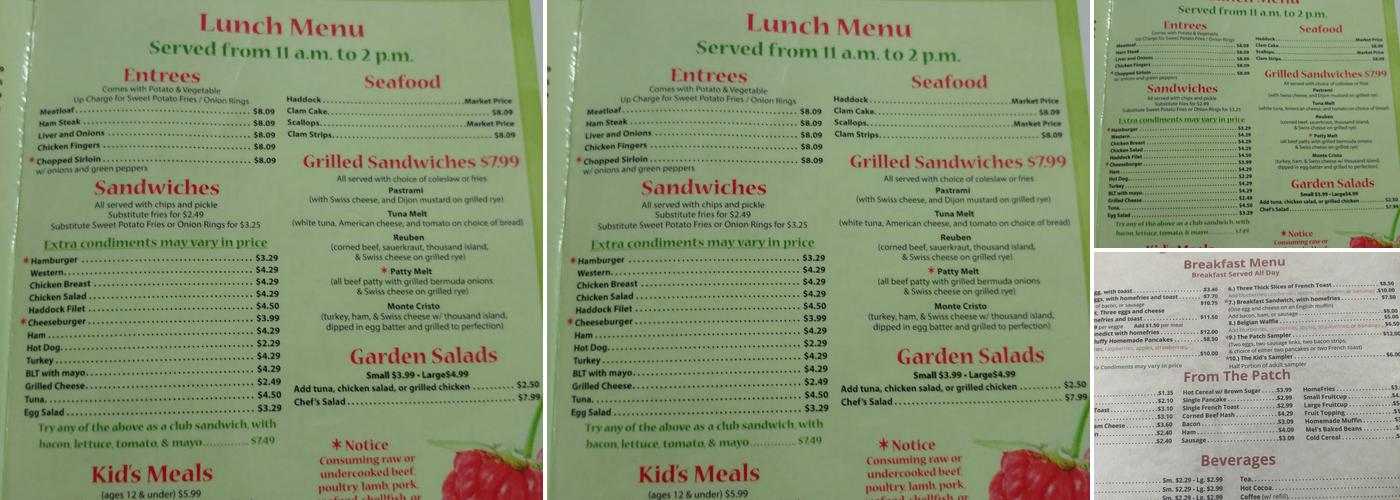 Mel's Raspberry Patch Menu