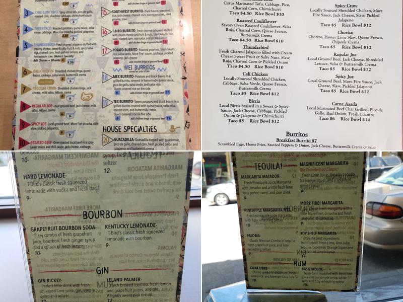 Thunderbird Tacos Menu