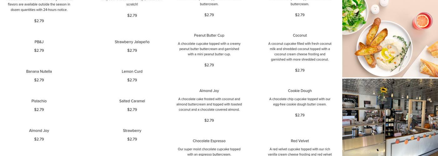 The Cupcakery Menu