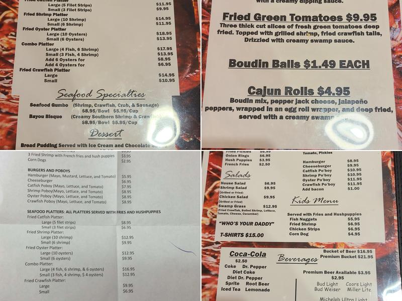 Swamp Daddy's Menu