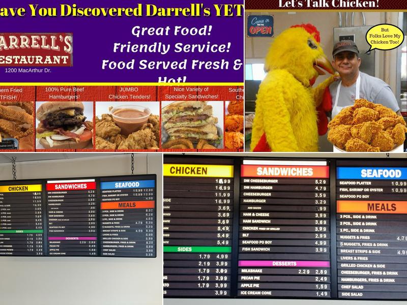 Darrell's Restaurant Menu