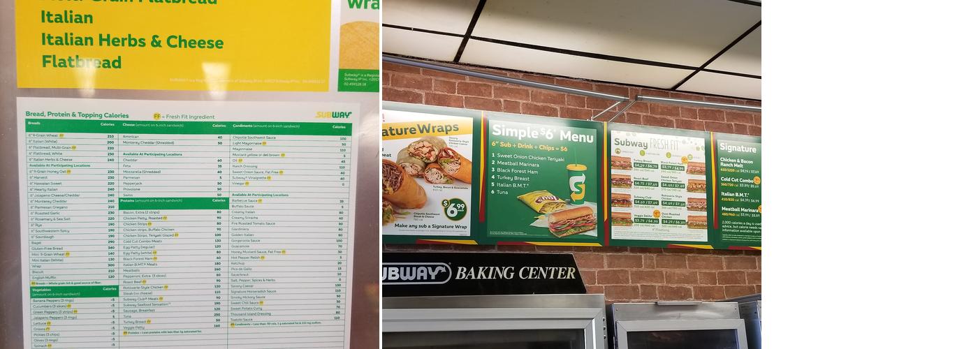 Subway Menu
