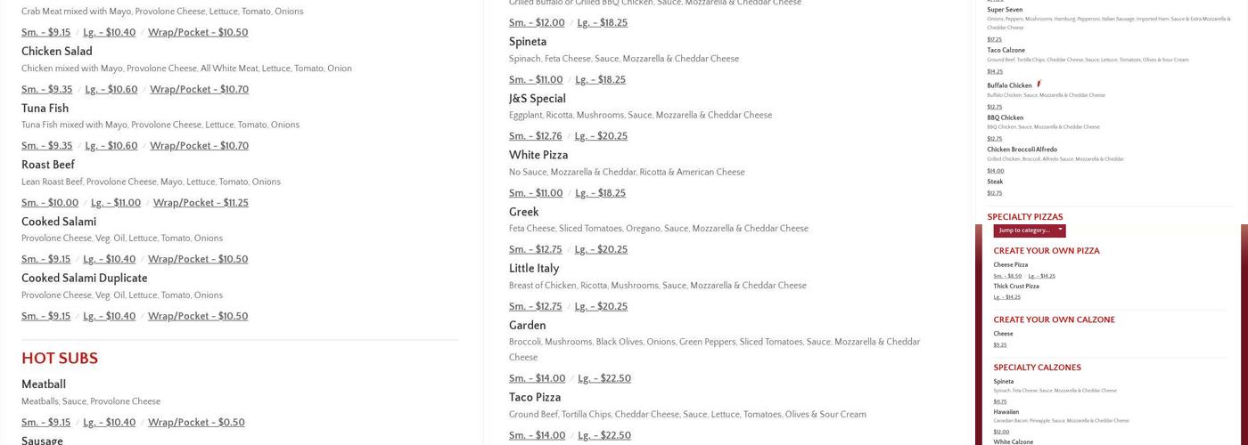 Pizzeria Delight Menu