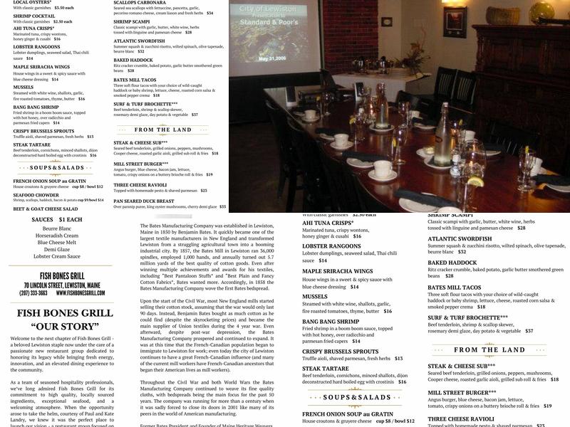 Fish Bones Grill Menu