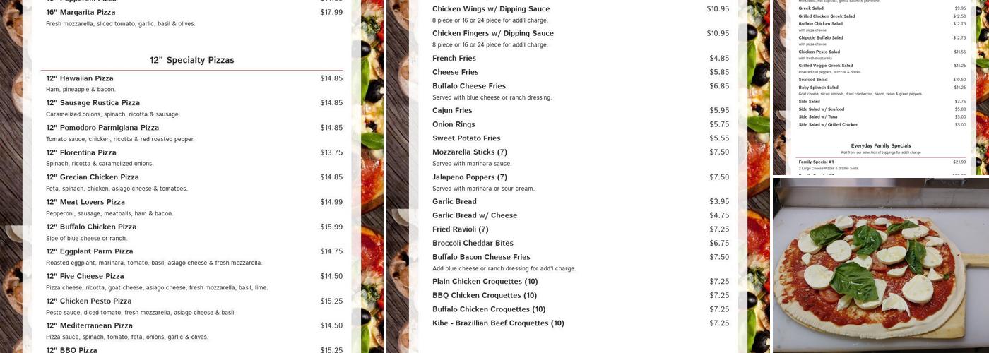 Pomodoro's Pizza Menu