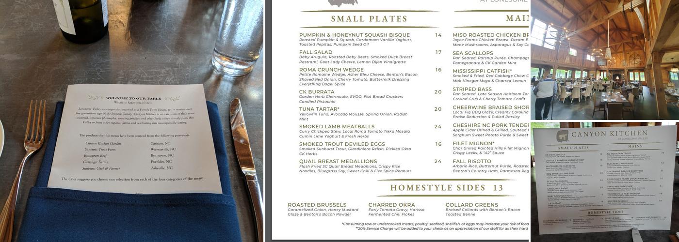 Canyon Kitchen Menu