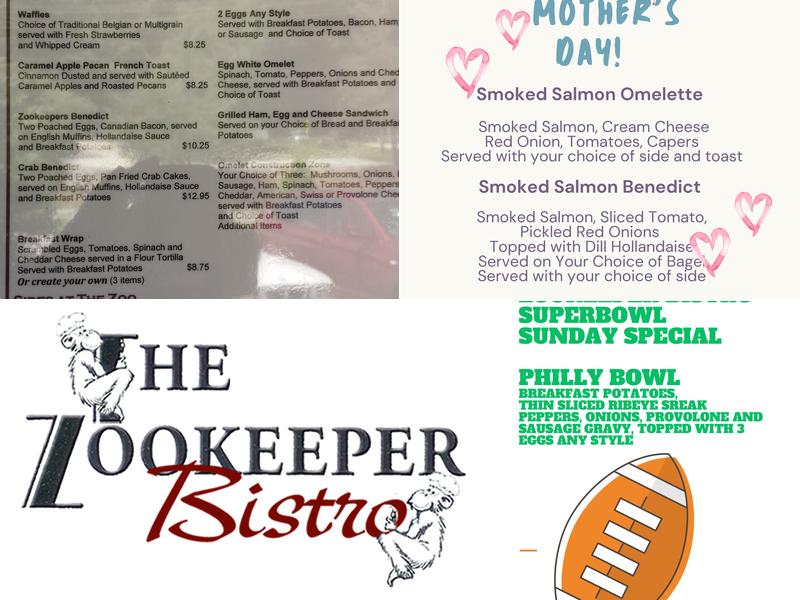 Zookeeper Bistro Menu