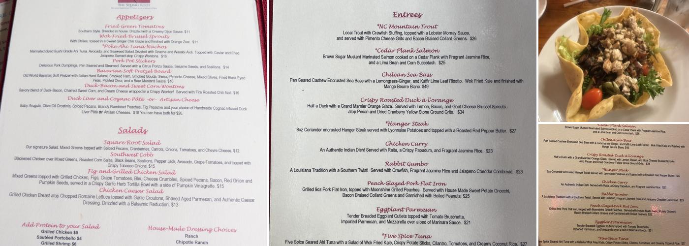 The Square Root Menu