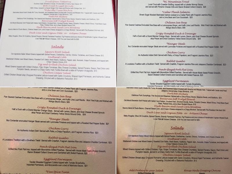 The Square Root Menu