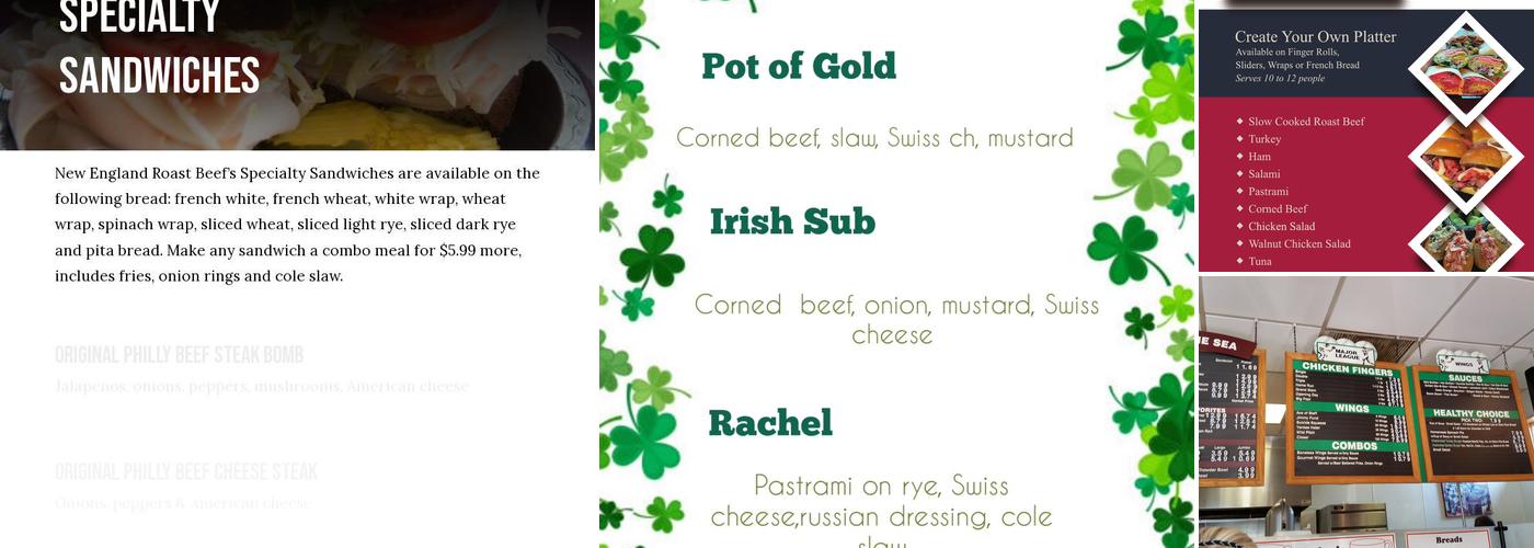 New England Roast Beef Inc Menu